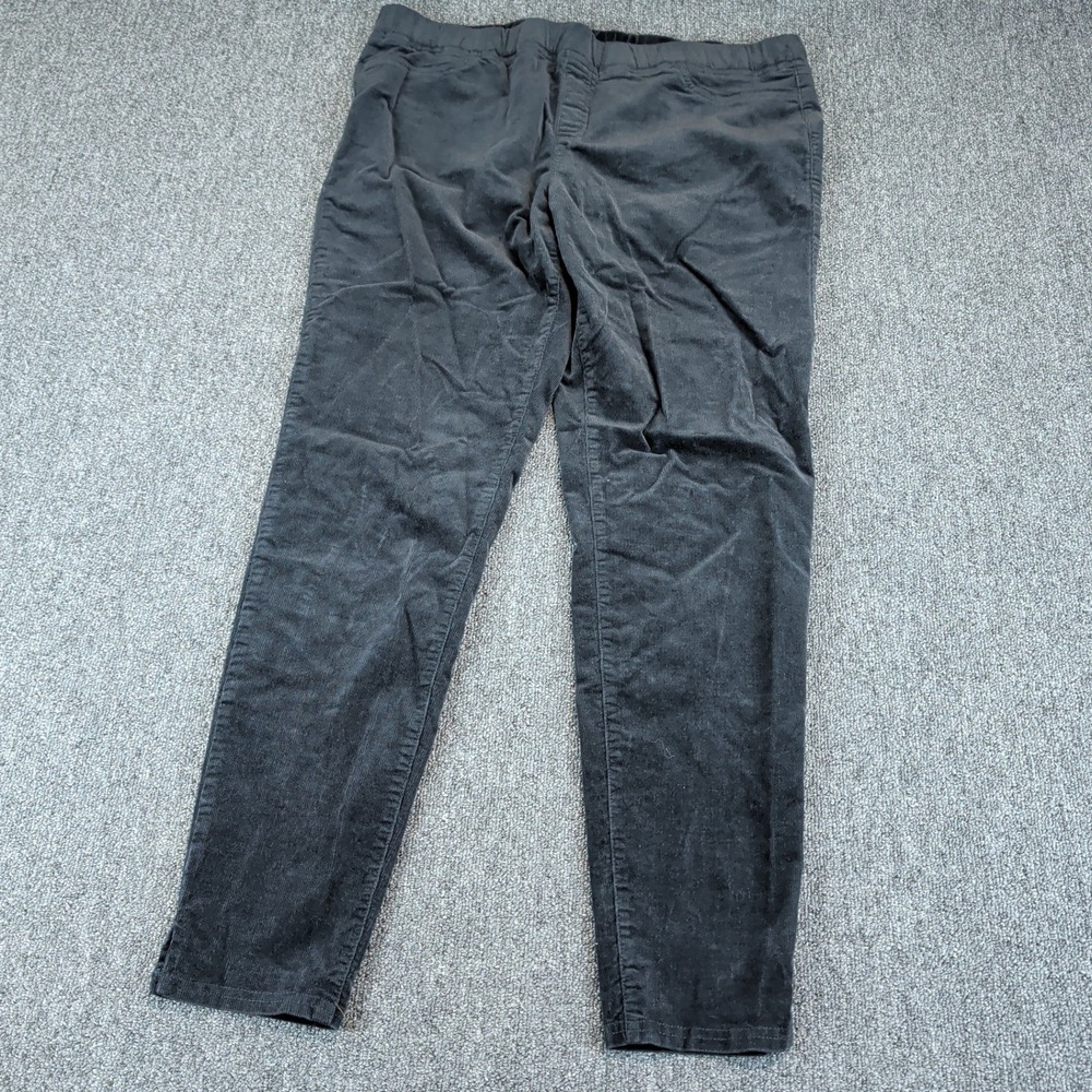 Eileen Fisher Womens Corduroy Pants Large Organic Cotton Black Slim Pull On — photo 2